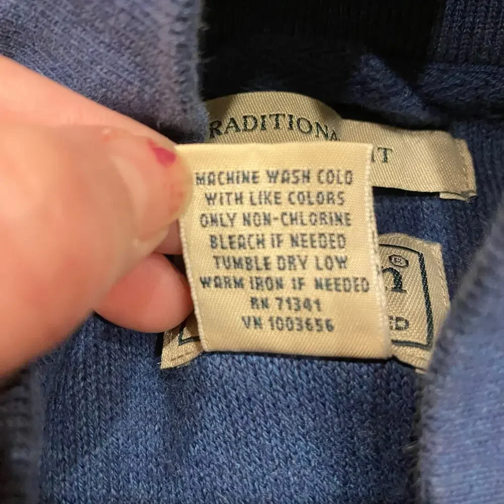 L.L. Bean 1/4 Zip‎ Pullover Sweater Jacket Traditional Fit Blue Large